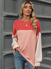 Load image into Gallery viewer, Contrast Round Neck Long Sleeve Top (multiple color options)
