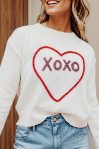 XOXO Round Neck Drop Shoulder Sweater (2 color options)