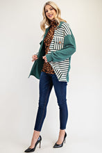 Load image into Gallery viewer, Striped Button Up Dropped Shoulder Shacket in Turquoise
