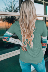 Geometric Round Neck Long Sleeve T-Shirt (multiple color options)