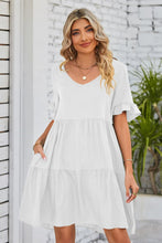 Load image into Gallery viewer, Mandy V-Neck Flounce Sleeve Tiered Dress (multiple color options)
