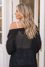 Load image into Gallery viewer, Hole in One Black Openwork Knit Cardigan

