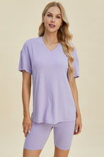 Load image into Gallery viewer, Ribbed V-Neck Short Sleeve Top and Shorts Set (multiple color options)
