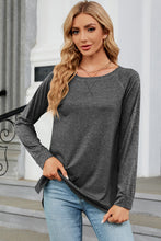 Load image into Gallery viewer, Heathered Round Neck Long Sleeve Top (multiple color options)
