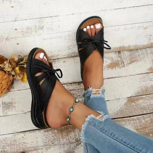 Tied Open Toe Low Heel Sandals  (multiple color options)