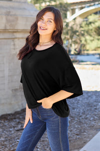 Bamboo Round Neck Drop Shoulder T-Shirt (multiple color options)