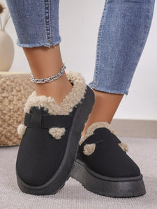 Thermal Fuzzy Buckle Platform Slippers (multiple color options)