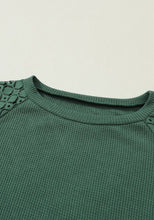 Load image into Gallery viewer, Lace Detail Round Neck Lantern Sleeve Top (multiple color options)
