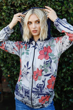 Load image into Gallery viewer, Floral Zip Up Hoodie (2 color options)
