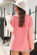 Load image into Gallery viewer, Pocketed Color Block Collared Neck Long Sleeve Shirt
