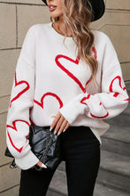 Load image into Gallery viewer, Heart Dropped Shoulder Long Sleeve Sweater (2 color options)
