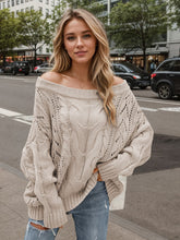 Load image into Gallery viewer, Cable Knit Openwork Off-Shoulder Sweater (multiple color options)
