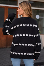 Load image into Gallery viewer, Heart Round Neck Long Sleeve Sweater (multiple color options)
