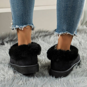 Thermal Fuzzy Tied Round Toe Booties  (multiple color options)