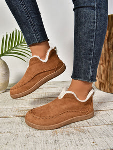 Faux Fur Round Toe Flat Sneakers (multiple color options)