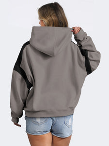 Contrast Dropped Shoulder Long Sleeve Hoodie (multiple color options)