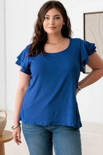 Load image into Gallery viewer, Short Fluttery Sleeve Round Neck Top
