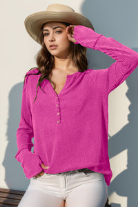 Notched Thumbhole Long Sleeve Top (multiple color options)