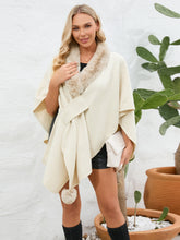 Load image into Gallery viewer, Fuzzy Trim Open Front Poncho (multiple color options)
