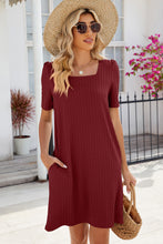 Load image into Gallery viewer, Pocketed Square Neck Short Sleeve Dress (multiple color options)
