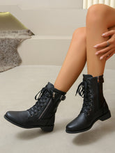 Load image into Gallery viewer, PU Leather Lace-Up Boots (multiple color options)
