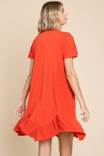 Load image into Gallery viewer, Notched Short Sleeve Dress in Scarlet
