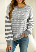 Load image into Gallery viewer, Striped Round Neck Dropped Shoulder Sweater (multiple color options)
