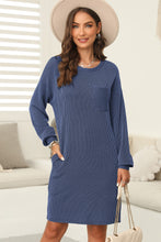 Load image into Gallery viewer, Striped Round Neck Long Sleeve Mini Dress (multiple color options)
