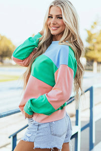 Color Block Round Neck Long Sleeve Sweatshirt (multiple color options)