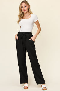 Texture Drawstring Straight Pants (2 color options)