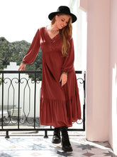 Load image into Gallery viewer, Quarter Button V-Neck Long Sleeve Dress
