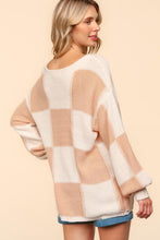 Load image into Gallery viewer, Checkered Round Neck Drop Shoulder Sweater
