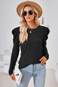 Round Neck Puff Sleeve Top (multiple color options)