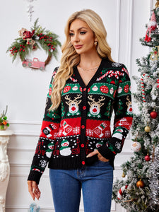 Reindeer Button Up Long Sleeve Cardigan (multiple color options)