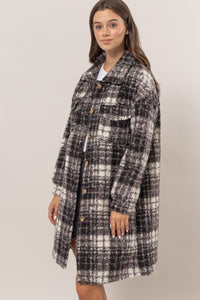 Plaid Button Down Longline Shacket