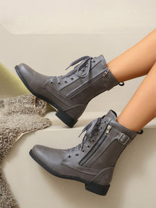 PU Leather Lace-Up Boots (multiple color options)