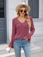 Load image into Gallery viewer, Lace Detail V-Neck Long Sleeve Top (multiple color options)
