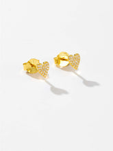 Load image into Gallery viewer, 925 Sterling Silver Zircon Heart Stud Earrings (gold or silver)
