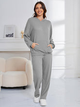 Load image into Gallery viewer, Dropped Shoulder Long Sleeve Hoodie and Pants Set (multiple color options)
