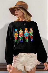 Sequin Nutcracker Long Sleeve Sweater (multiple color options)