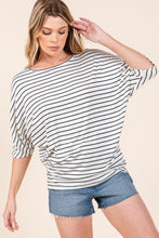 Load image into Gallery viewer, Striped Boat Neck Dolman Sleeve Top in Ivory
