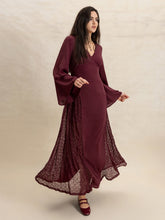 Load image into Gallery viewer, Lace Patchwork V-Neck Long Sleeve Midi Dress
