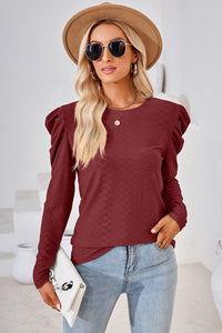 Round Neck Puff Sleeve Top (multiple color options)