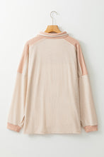 Load image into Gallery viewer, Waffle-Knit Color Block Half Button Long Sleeve Top
