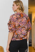 Load image into Gallery viewer, Floral Tie Neck Ruffled Blouse
