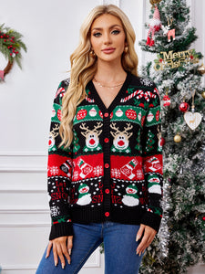 Reindeer Button Up Long Sleeve Cardigan (multiple color options)