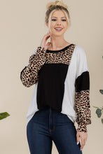 Load image into Gallery viewer, Leopard Color Block Exposed Seam Top
