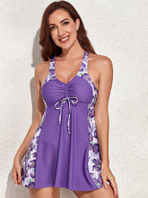 Load image into Gallery viewer, Drawstring V-Neck Swim Dress and Bottom Set (multiple color options)
