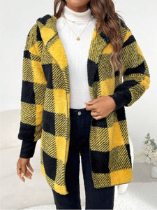 Plaid Long Sleeve Hooded Coat (multiple color options)