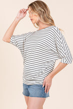 Load image into Gallery viewer, Striped Boat Neck Dolman Sleeve Top in Ivory
